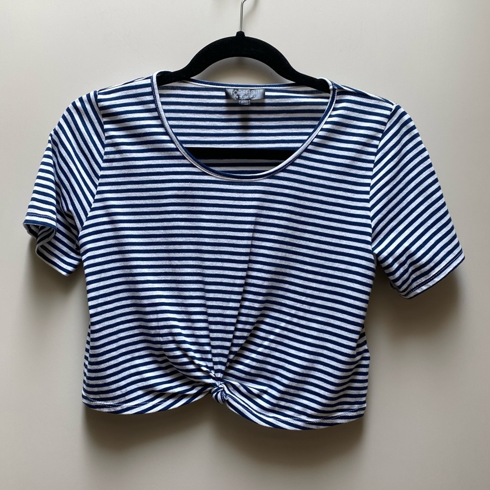 Topshop navy striped shirt